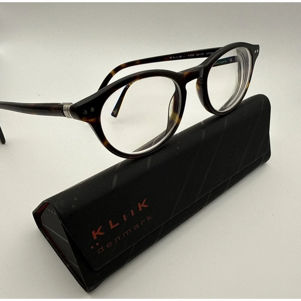 KLIIK DENMARK Frames Only K-539 47029-140 tortoise AUTHENTIC EYEGLASSES &  Case!